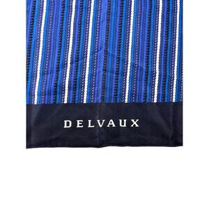 Delvaux scarf 100% silk France large square blue and white striped elegant